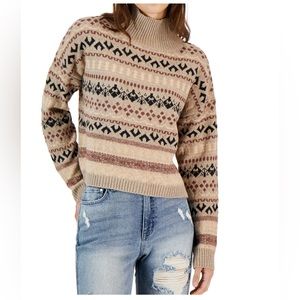 Juniors Cozy Fair Isle Turtleneck Sweater